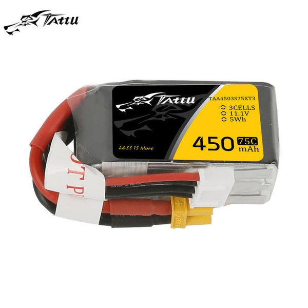 Tattu 11.1V 75C 3S 450mAh Lipo Battery Pack with XT30 Plug