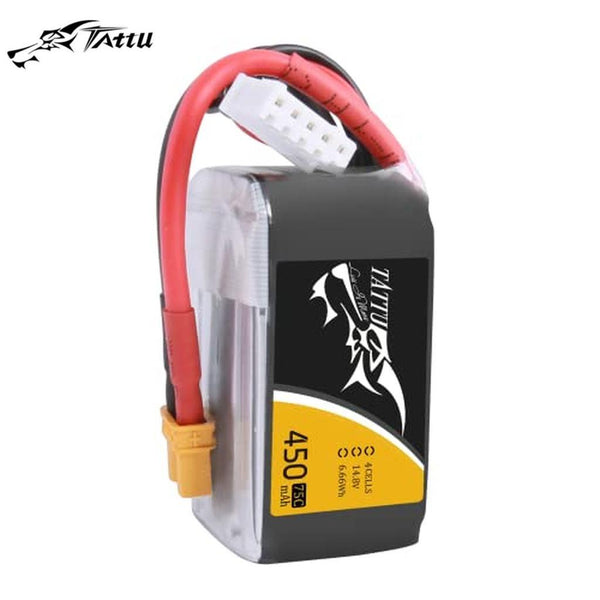 Tattu 14.8V 450mAh 75C 4S LiPo Battery Pack with XT30 Plug for Multirotor FPV 150 Size|B072J69HCW