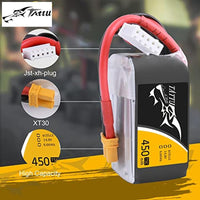 Tattu 14.8V 450mAh 75C 4S LiPo Battery Pack with XT30 Plug for Multirotor FPV 150 Size|B072J69HCW