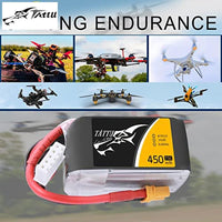 Tattu 14.8V 450mAh 75C 4S LiPo Battery Pack with XT30 Plug for Multirotor FPV 150 Size|B072J69HCW