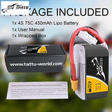 Tattu 14.8V 450mAh 75C 4S LiPo Battery Pack with XT30 Plug for Multirotor FPV 150 Size|B072J69HCW