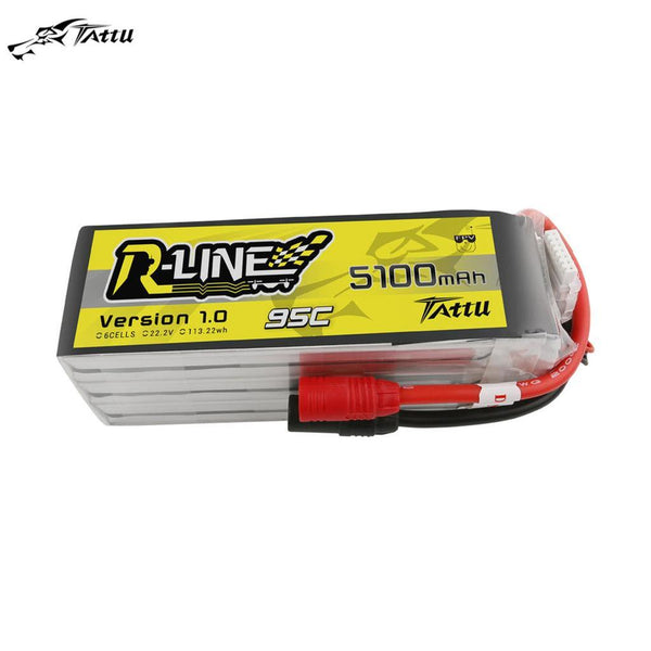 Tattu R-Line 22.2V 5100mah 6S 95C FPV Lipo Battery with AS150 Plug