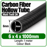Carbon Fibre Tube Hollow 3K Matt Twill - Various sizes, 1 Metre