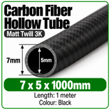Carbon Fibre Tube Hollow 3K Matt Twill - Various sizes, 1 Metre