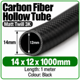 Carbon Fibre Tube Hollow 3K Matt Twill - Various sizes, 1 Metre