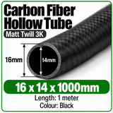 Carbon Fibre Tube Hollow 3K Matt Twill - Various sizes, 1 Metre