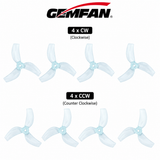 GEMFAN 1219S Durable 3 Blade 31mm Propeller (4CW+4CCW) - Clear Blue