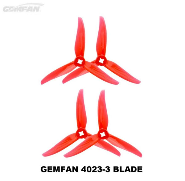 GEMFAN Hurricane 4023 4 Inch Durable 3-Blade Propeller 2 pairs - Clear Red