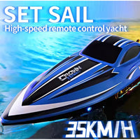 HJ Upgraded RC Racing Boat 2.4G 35KM/H Auto Flip with Cooling System Yellow Color *400mm*