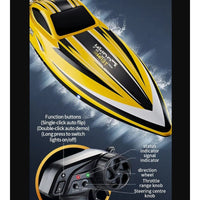 HJ Upgraded RC Racing Boat 2.4G 35KM/H Auto Flip with Cooling System Yellow Color *400mm*