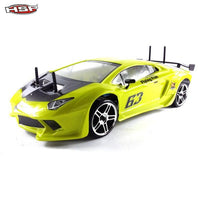 HSP 94123Pro 1:10 RC Power Drift Car (Lamborghini Neon Yellow-Green with Chrome Wheels)