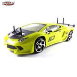 HSP 94123Pro 1:10 RC Power Drift Car (Lamborghini Neon Yellow-Green with Chrome Wheels)