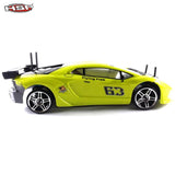 HSP 94123Pro 1:10 RC Power Drift Car (Lamborghini Neon Yellow-Green with Chrome Wheels)