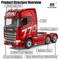 Huina RC 1501 Scania 770S 1:18 with RC Platform Semi Trailer 1502 2.4GHz (Red)
