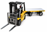 Huina 1/10 Scale RC Construction Upgraded Forklift with Trailer Flatbed Ready to Run Simulated Light Sound Effect