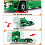 Huina RC 1/18 Scale 1501 Scania 770S with RC Platform Semi Trailer 1502 2.4GHz (Green)