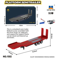Huina RC 1501 Scania 770S 1:18 with RC Platform Semi Trailer 1502 2.4GHz (Red)