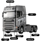 Huina RC 1/18 Scale 1501 Scania 770S with RC Platform Semi Trailer 1502 2.4GHz (Silver)