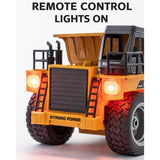 Huina Toys RTR 1534 1/18 2.4G 9CH RC Car Dump Truck Alloy Bucket Cabin LED Light Engineering Remote Control Simulation Construction Vehicles Models Children Kids Gifts