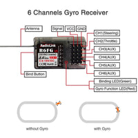 Radiolink RC4GS V3 5 Channels RC Radio Transmitter and Receiver R6FG Gyro Integrated Remote Control for RC Car Boat