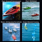 BEZGAR RC Boat, 16 inch Big Brushless Remote Control Boat for Adults and Kids, 55 KPH Large Fast RC Speed Boats with 2000mAh Battery, Ideal Waterproof Toy Boats for Lakes (Green)
