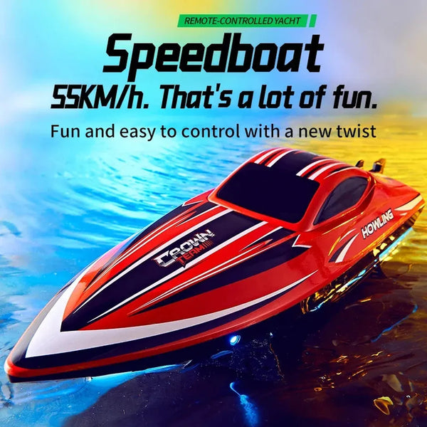 BEZGAR RC Boat, 16 inch Big Brushless Remote Control Boat for Adults and Kids, 55 KPH Large Fast RC Speed Boats with 2000mAh Battery, Ideal Waterproof Toy Boats for Lakes (Red)