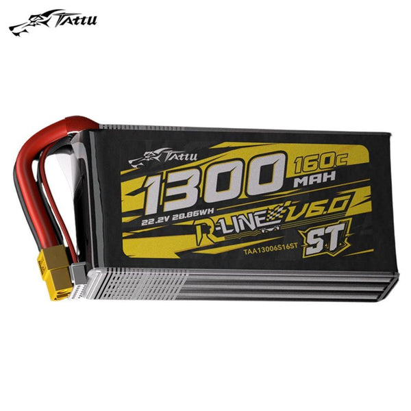 Tattu R-Line Version 6.0 1300mAh 22.2V 160C 6S1P Lipo Battery Pack (XT60) (ST)