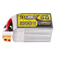 Tattu R-Line Version 5.0 1550mAh 22.2V 150C 6S1P Lipo Battery Pack With XT60 Plug