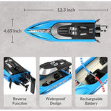 Vector S Brushless Speed Boat with Auto Roll Back Function and Reverse Function - Blue Color