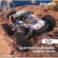 Wltoys 124028 RTR 1/12 2.4G 4WD 60km/h Brushless RC Car Desert Off-Road Truck Metal Chassis Full Proportional LED Light Vehicles Models Toys - Red & Black