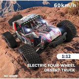 Wltoys 124028 RTR 1/12 2.4G 4WD 60km/h Brushless RC Car Desert Off-Road Truck Metal Chassis Full Proportional LED Light Vehicles Models Toys - Red & Black