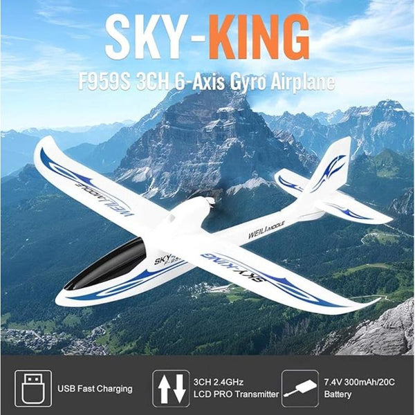 WLtoys F959S Sky King 2.4G 750mm Wingspan EPO RC Glider Airplane RTF Mode 2 with 6-Axis Gyro