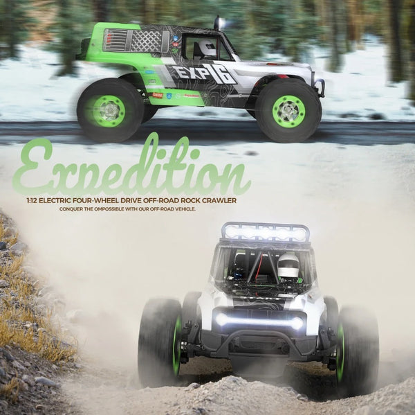 WLtoys 124006 1/12 2.4G 4WD RC Car Crawler RTR Vehicle Models w/ LED Lights - Green