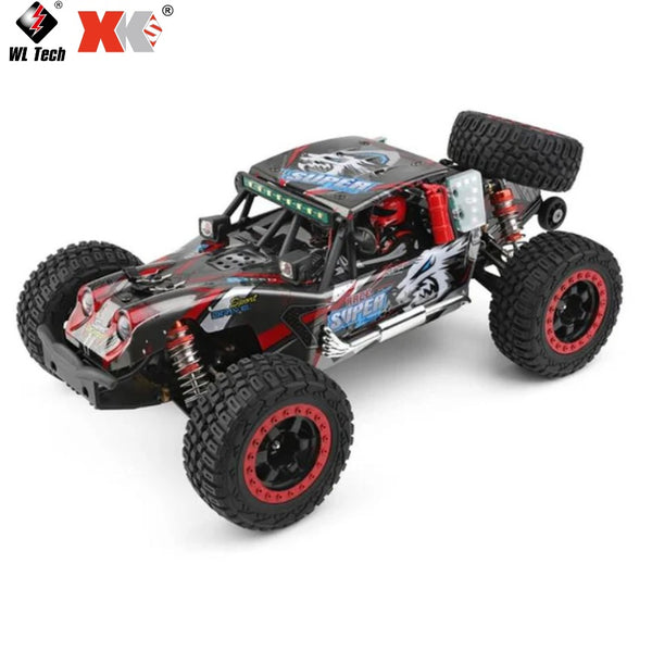 Wltoys 124028 RTR 1/12 2.4G 4WD 60km/h Brushless RC Car Desert Off-Road Truck Metal Chassis Full Proportional LED Light Vehicles Models Toys - Red & Black