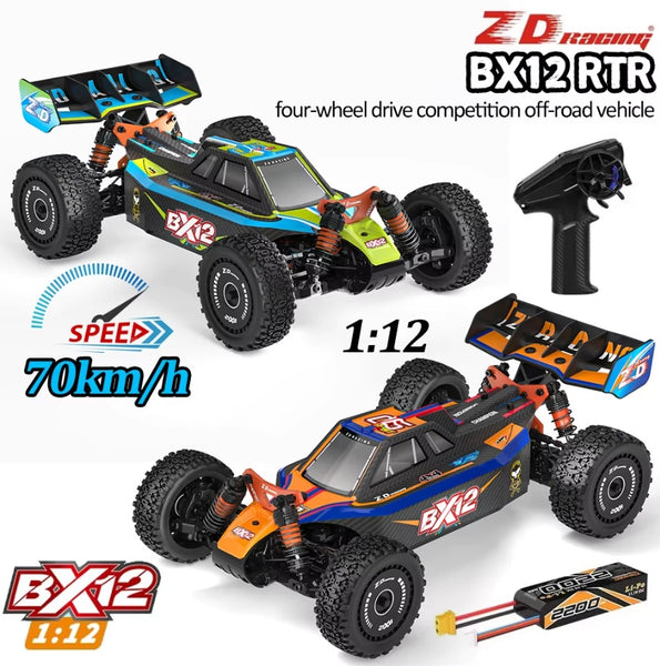 ZD Racing BX-12 RC Car 1/12 Scale 4WD 3S Brushless Motor 70km/h High Speed Racing Off-Road Buggy 2.4G RTR (Green-Blue)