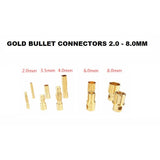 2.0 3.5 4.0 6.0 8.0mm Gold Bullet Banana Connector Plug For ESC Battery Motor