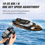 HJ Upgraded RC Racing Boat 2.4G 35KM/H Auto Flip with Cooling System Red Color *470mm*